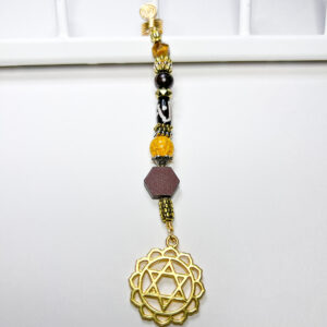 Heart Chakra Charm Loc Jewelry with Citrine, Jasper, and Tiger’s Eye Crystals
 - 8mm size cuff (sharpie pen width)